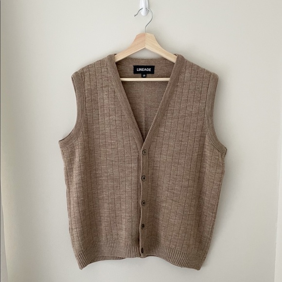 Preppy Academia Sweater Vest in Tan | Grandpa Sweater Vest | Light Academia - Picture 6 of 8